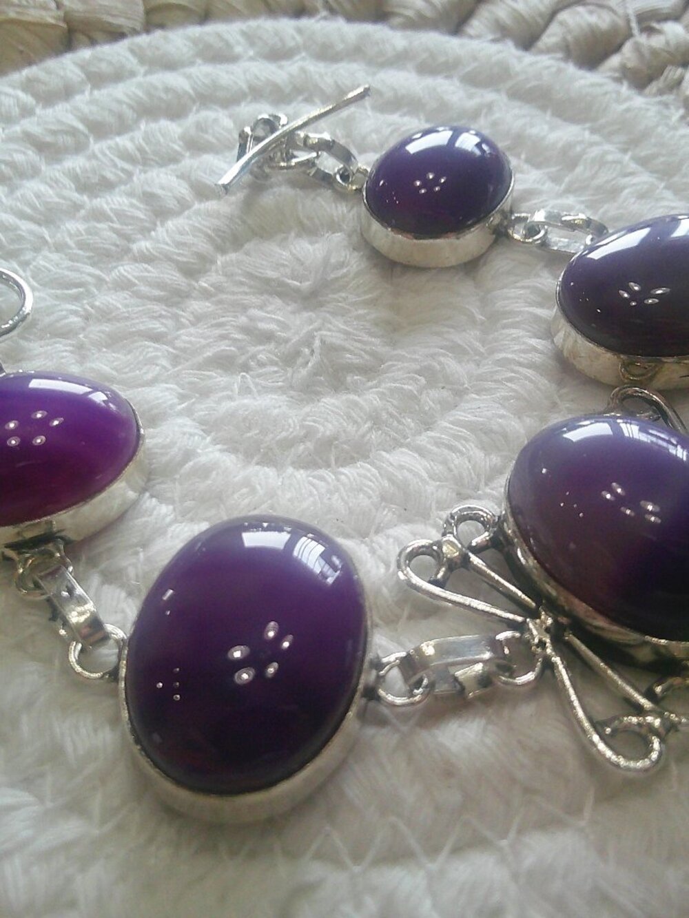 Beautiful AMETHYST Handmade Sterling 925 Bracelet Size 8" #266F